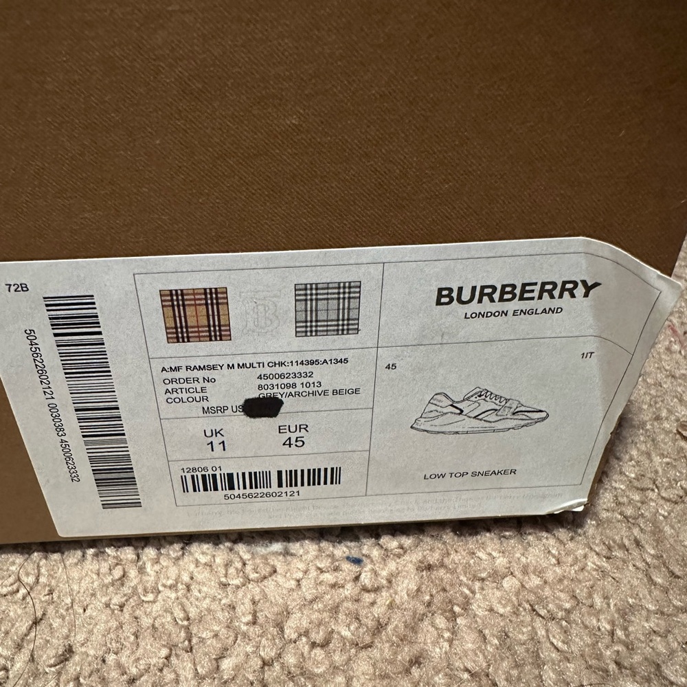 Burberry check, suede and leather sneakers - Picture 4 of 14